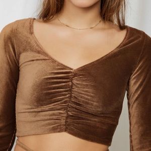 Velour top brown or black *petite* medium